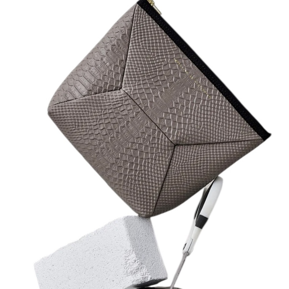 Ampersand As Apostrophe X Clutch In Taupe Leather Python Snake Embossed